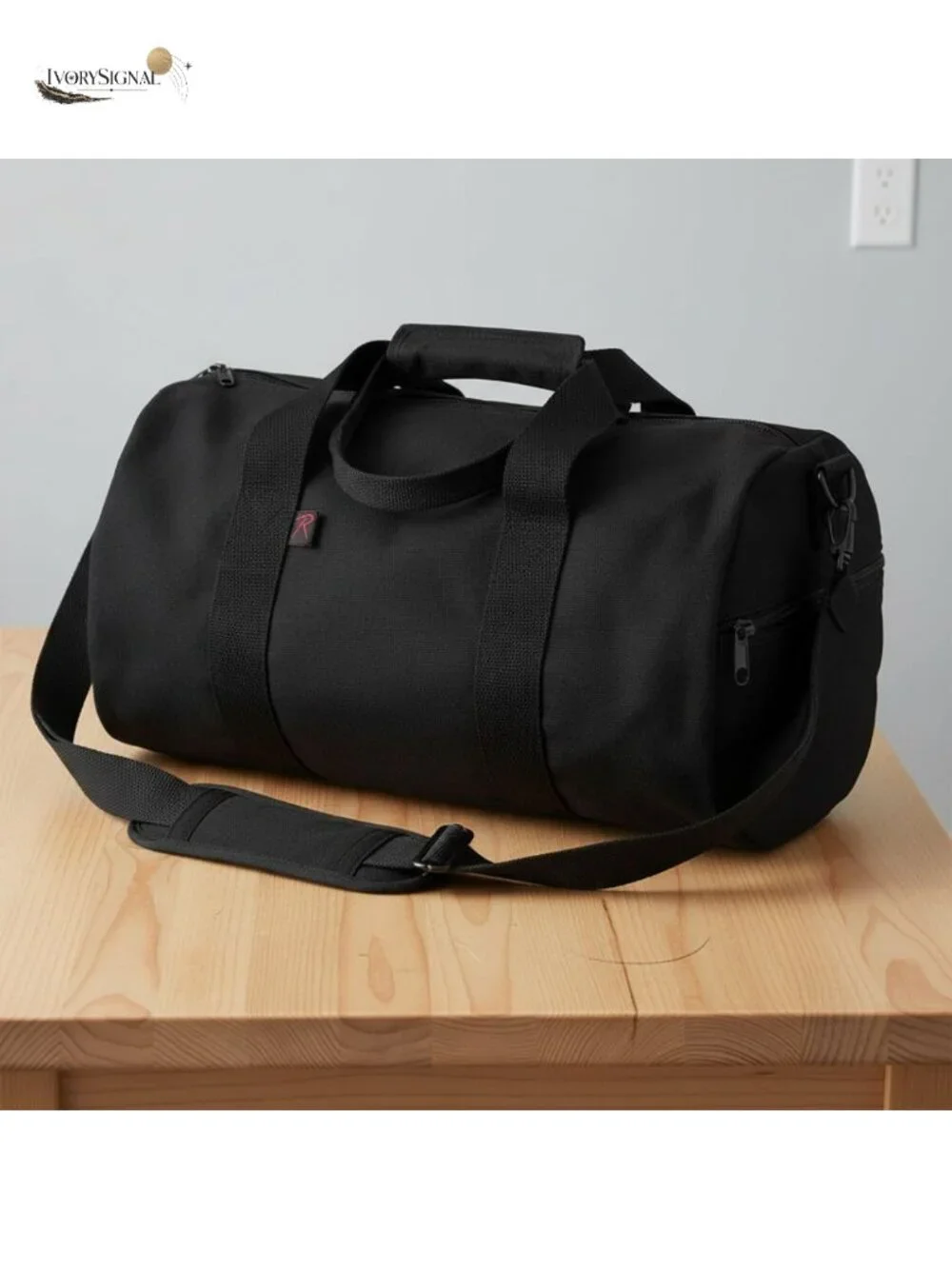 Heavyweight Canvas Travel Duffle Bag with Adjustable Strap & Web Handles